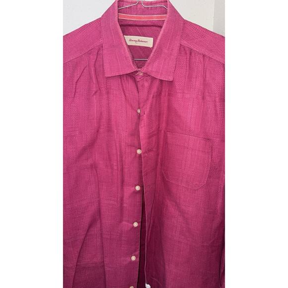 Tommy Bahama Linen Long Sleeve Button Up Short Men’s M Magenta Textured - Picture 3 of 5